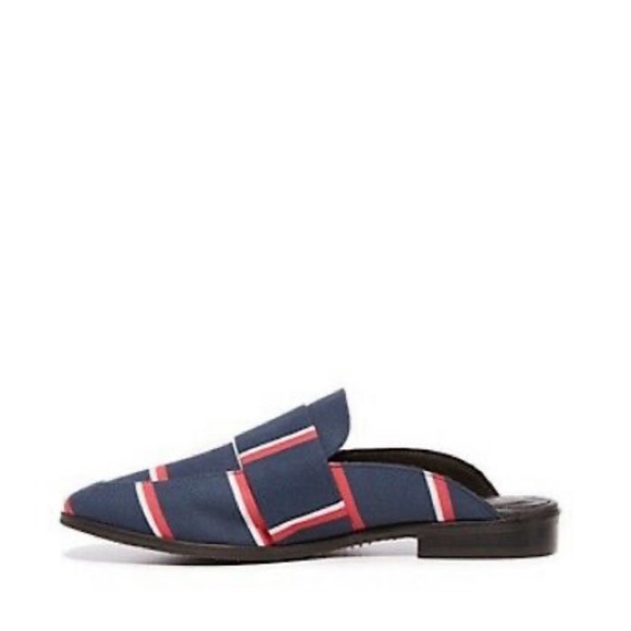 FREE PEOPLE Women At Ease Navy & Red Stripe Brocade Mule Slide Loafer 6-6.5 / 38 - Picture 4 of 10